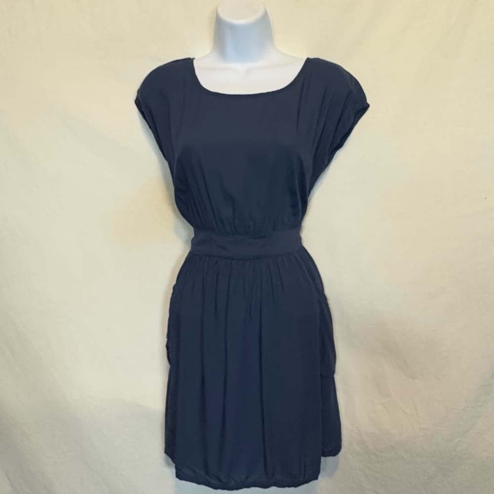 D-87 Imaginary Voyage Blue Sleeveless MIDI Summer Dress Size S